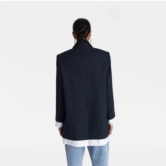 KBB by KAHLANA Target Womens The Shirt Blazer Jacket Navy/White Striped NWT - Picture 2 of 7